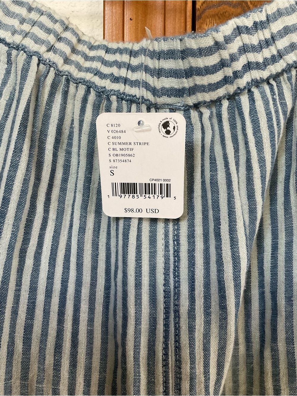 Free People Blue and White Distressed skirt. - Picture 3 of 3